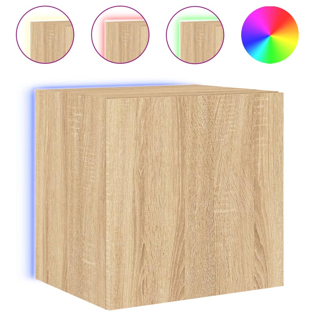 vidaXL Comodă TV de perete cu LED, 2 buc. stejar sonoma, 40,5x35x40 cm vidaXL Comodă TV de perete cu LED, 2 buc. stejar sonoma, 40,5x35x40 cm