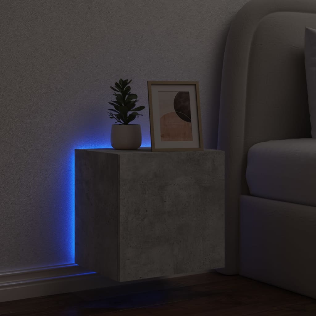 vidaXL Comodă TV de perete cu lumini LED, gri beton, 40,5x35x40 cm vidaXL Comodă TV de perete cu lumini LED, gri beton, 40,5x35x40 cm