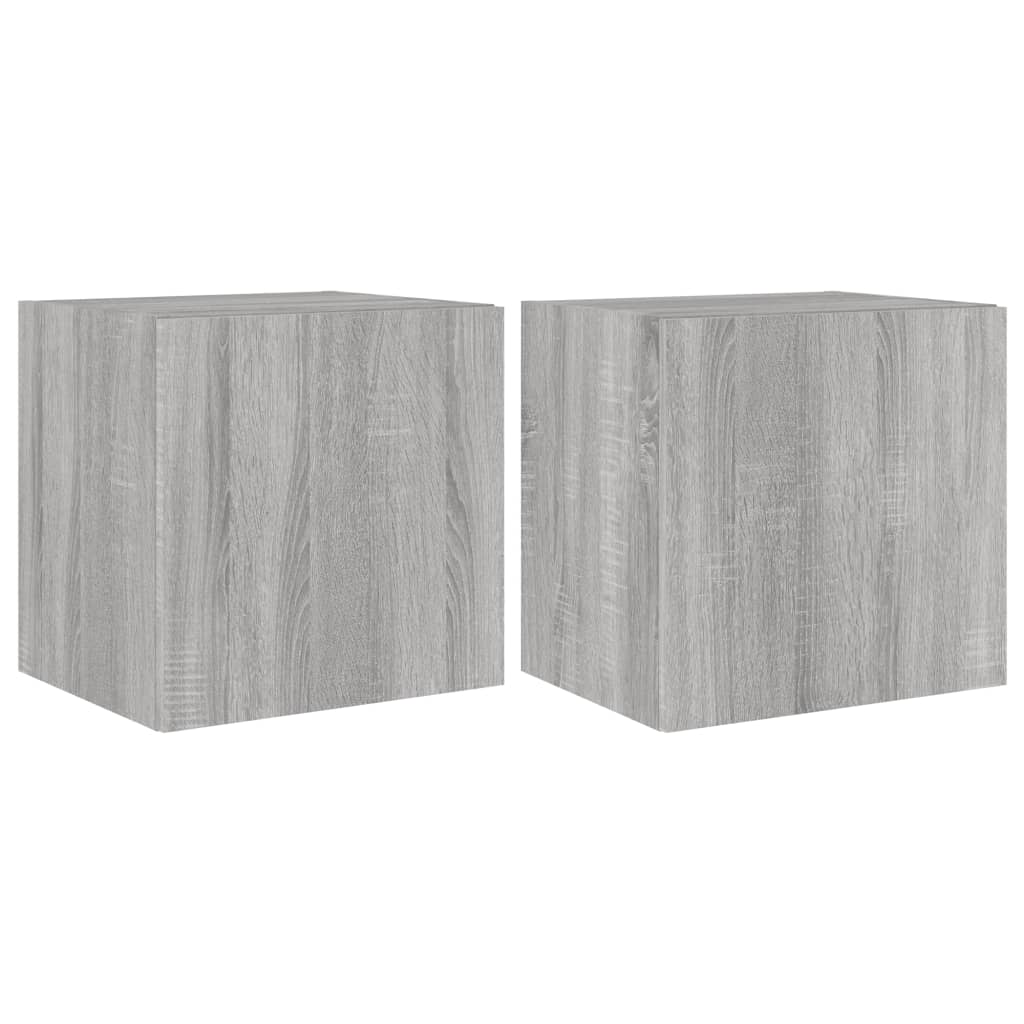 vidaXL Comode TV cu lumini LED, 2 buc., gri sonoma, 40,5x35x40 cm