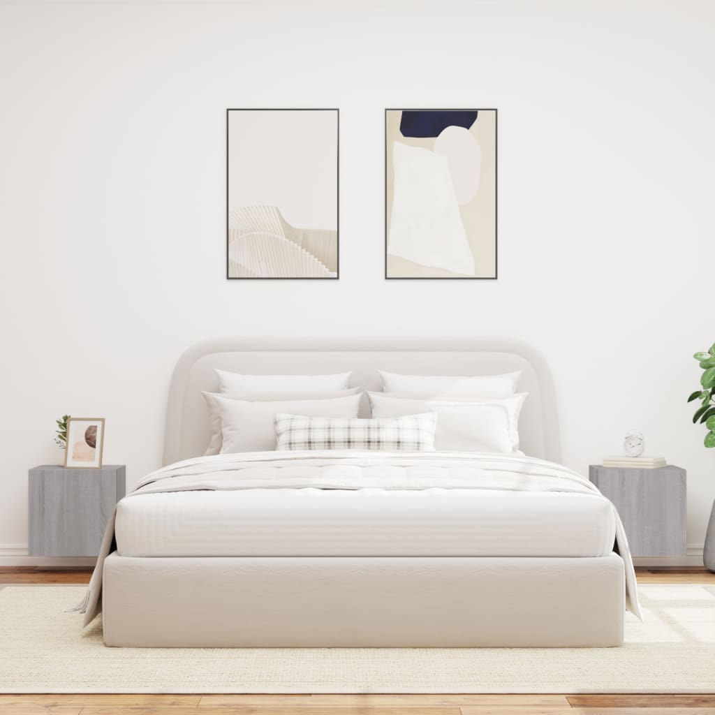 vidaXL Comode TV cu lumini LED, 2 buc., gri sonoma, 40,5x35x40 cm