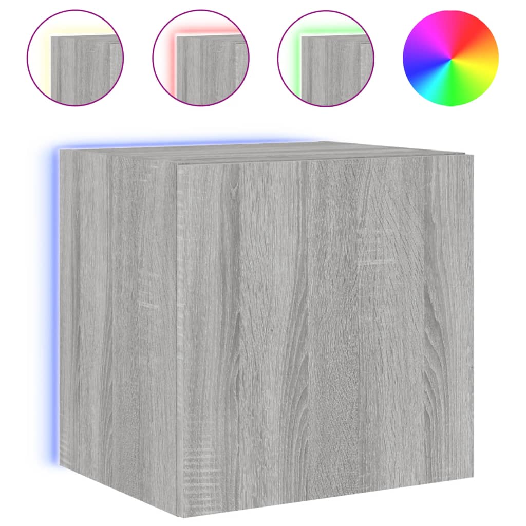 vidaXL Comode TV cu lumini LED, 2 buc., gri sonoma, 40,5x35x40 cm