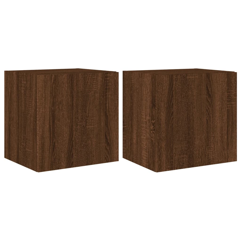 vidaXL Comodă TV de perete cu LED, 2 buc. stejar maro, 40,5x35x40 cm vidaXL Comodă TV de perete cu LED, 2 buc. stejar maro, 40,5x35x40 cm