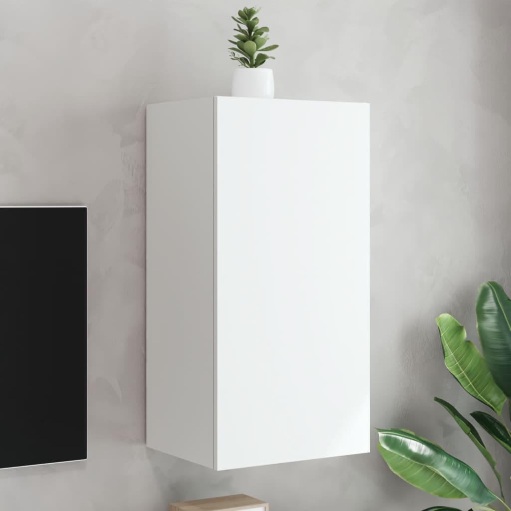 vidaXL Comodă TV de perete cu lumini LED, alb, 40,5x35x80 cm vidaXL Comodă TV de perete cu lumini LED, alb, 40,5x35x80 cm