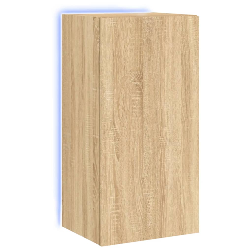 vidaXL Comodă TV de perete cu lumini LED, stejar sonoma, 40,5x35x80 cm vidaXL Comodă TV de perete cu lumini LED, stejar sonoma, 40,5x35x80 cm