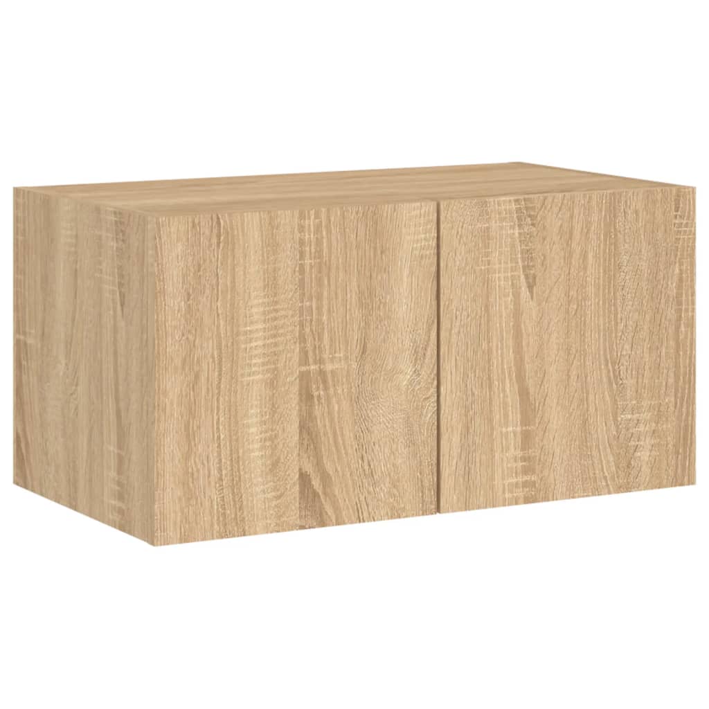 vidaXL Comodă TV de perete cu lumini LED, stejar sonoma, 60x35x31 cm vidaXL Comodă TV de perete cu lumini LED, stejar sonoma, 60x35x31 cm