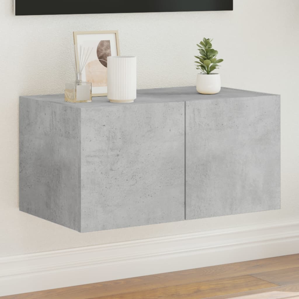 vidaXL Comodă TV de perete cu lumini LED, gri beton, 60x35x31 cm vidaXL Comodă TV de perete cu lumini LED, gri beton, 60x35x31 cm