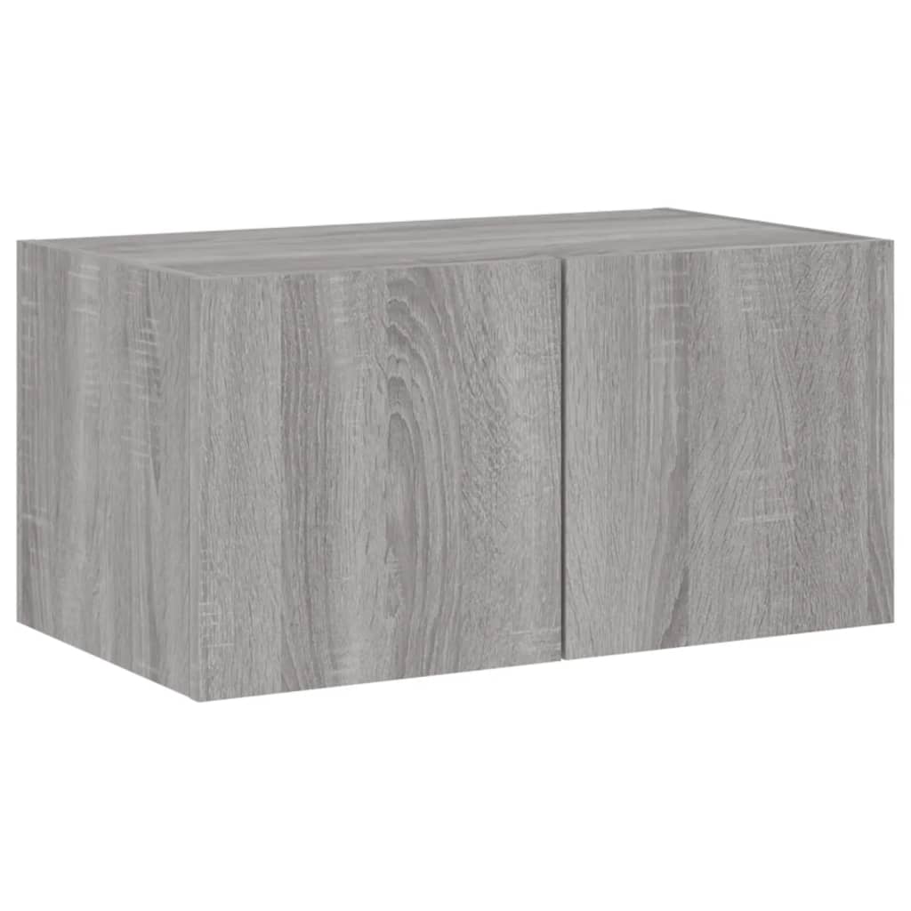 vidaXL Comodă TV de perete cu lumini LED, gri sonoma, 60x35x31 cm vidaXL Comodă TV de perete cu lumini LED, gri sonoma, 60x35x31 cm