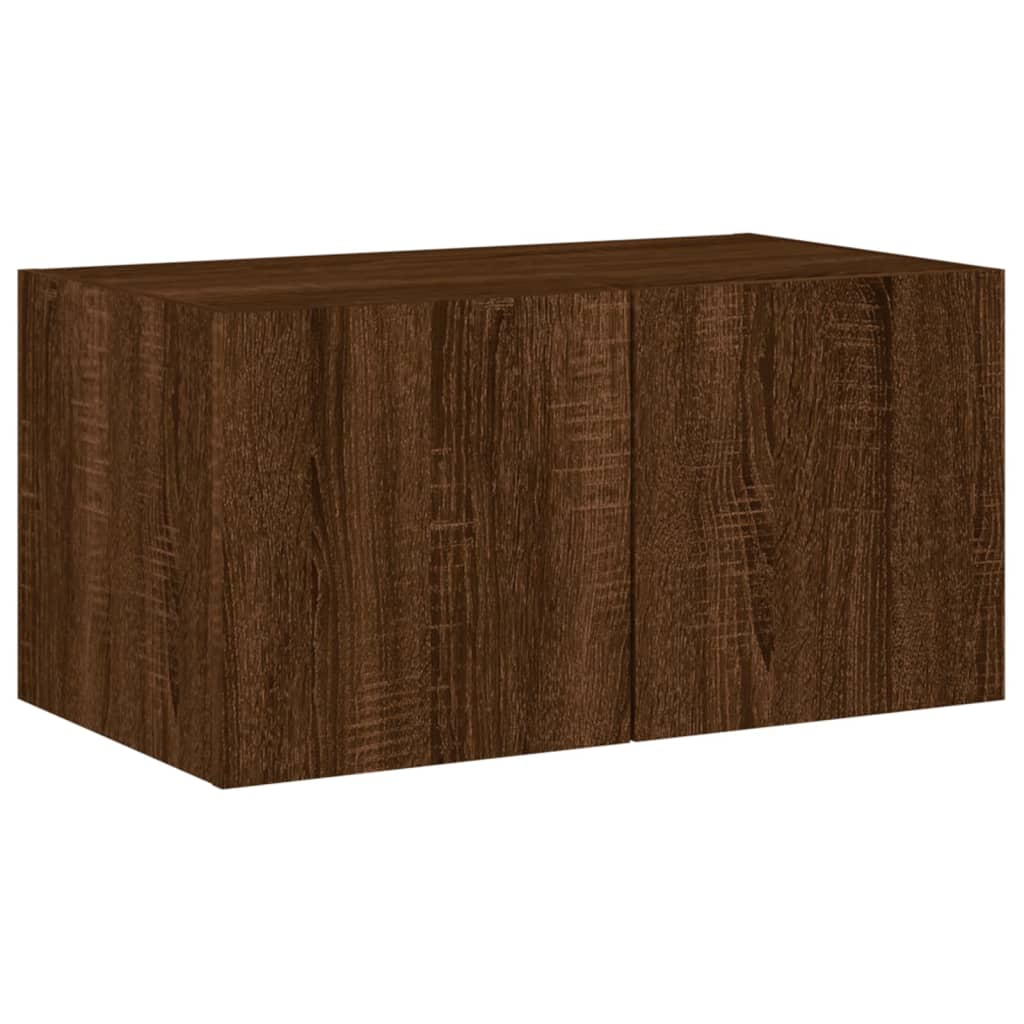 vidaXL Comodă TV de perete cu lumini LED, stejar maro, 60x35x31 cm vidaXL Comodă TV de perete cu lumini LED, stejar maro, 60x35x31 cm