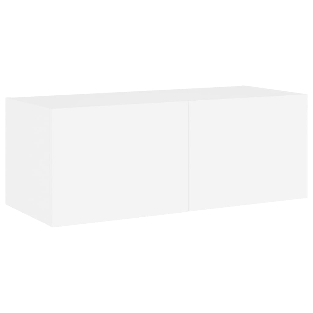 vidaXL Comodă TV de perete cu lumini LED, alb, 80x35x31 cm vidaXL Comodă TV de perete cu lumini LED, alb, 80x35x31 cm