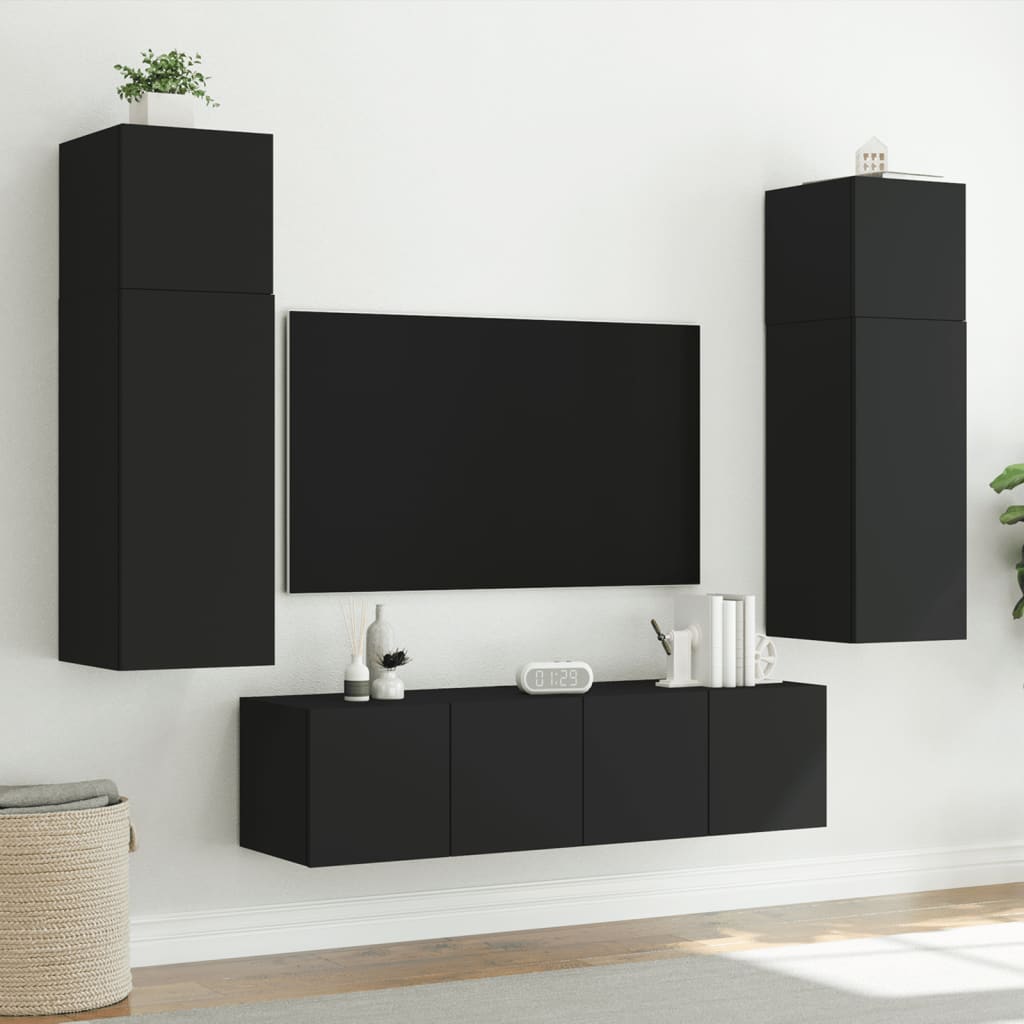 vidaXL Comodă TV de perete cu lumini LED, negru, 80x35x31 cm vidaXL Comodă TV de perete cu lumini LED, negru, 80x35x31 cm