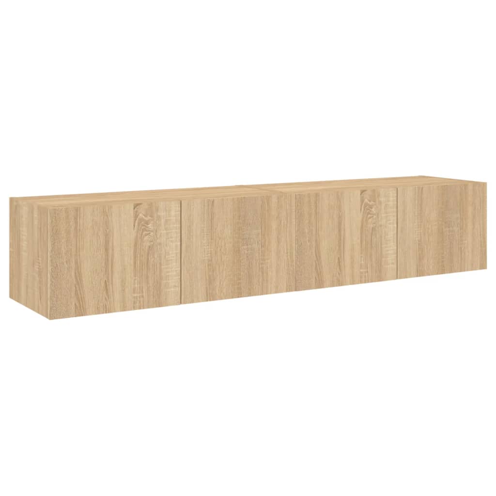 vidaXL Comodă TV de perete cu LED, 2 buc. stejar sonoma, 80x35x31 cm vidaXL Comodă TV de perete cu LED, 2 buc. stejar sonoma, 80x35x31 cm