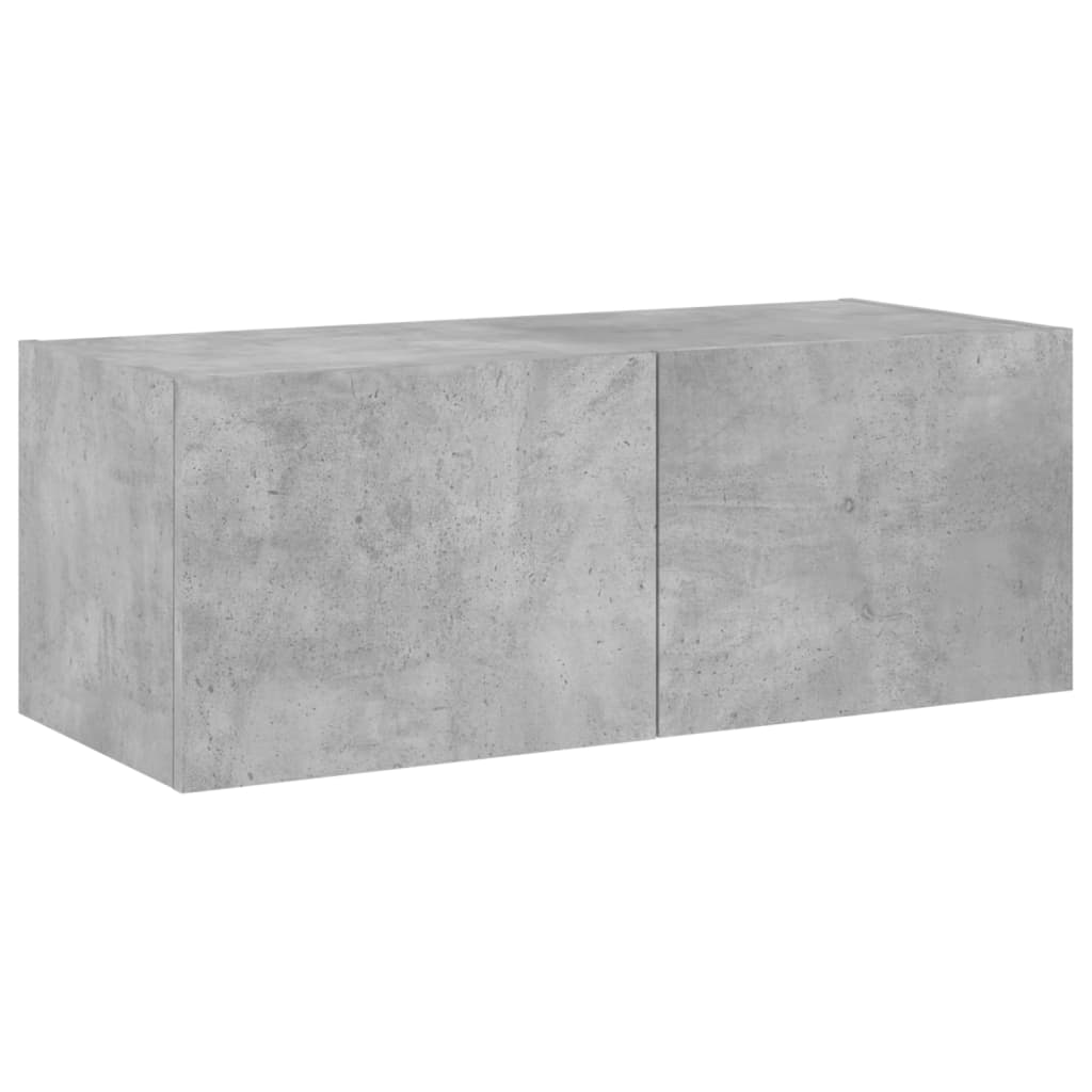 vidaXL Comodă TV de perete cu lumini LED, gri beton, 80x35x31 cm vidaXL Comodă TV de perete cu lumini LED, gri beton, 80x35x31 cm