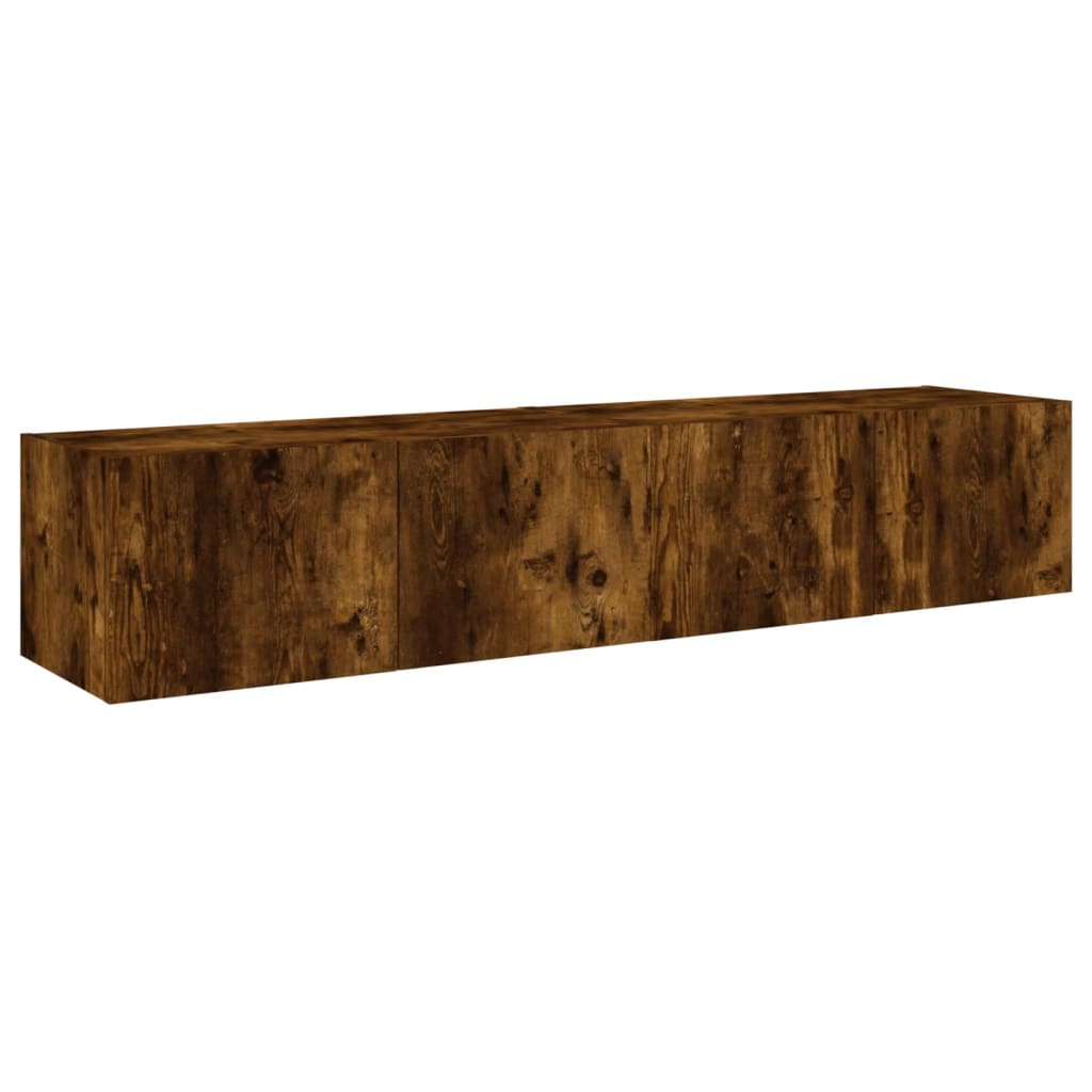vidaXL Comodă TV de perete cu LED, 2 buc. stejar fumuriu, 80x35x31 cm vidaXL Comodă TV de perete cu LED, 2 buc. stejar fumuriu, 80x35x31 cm