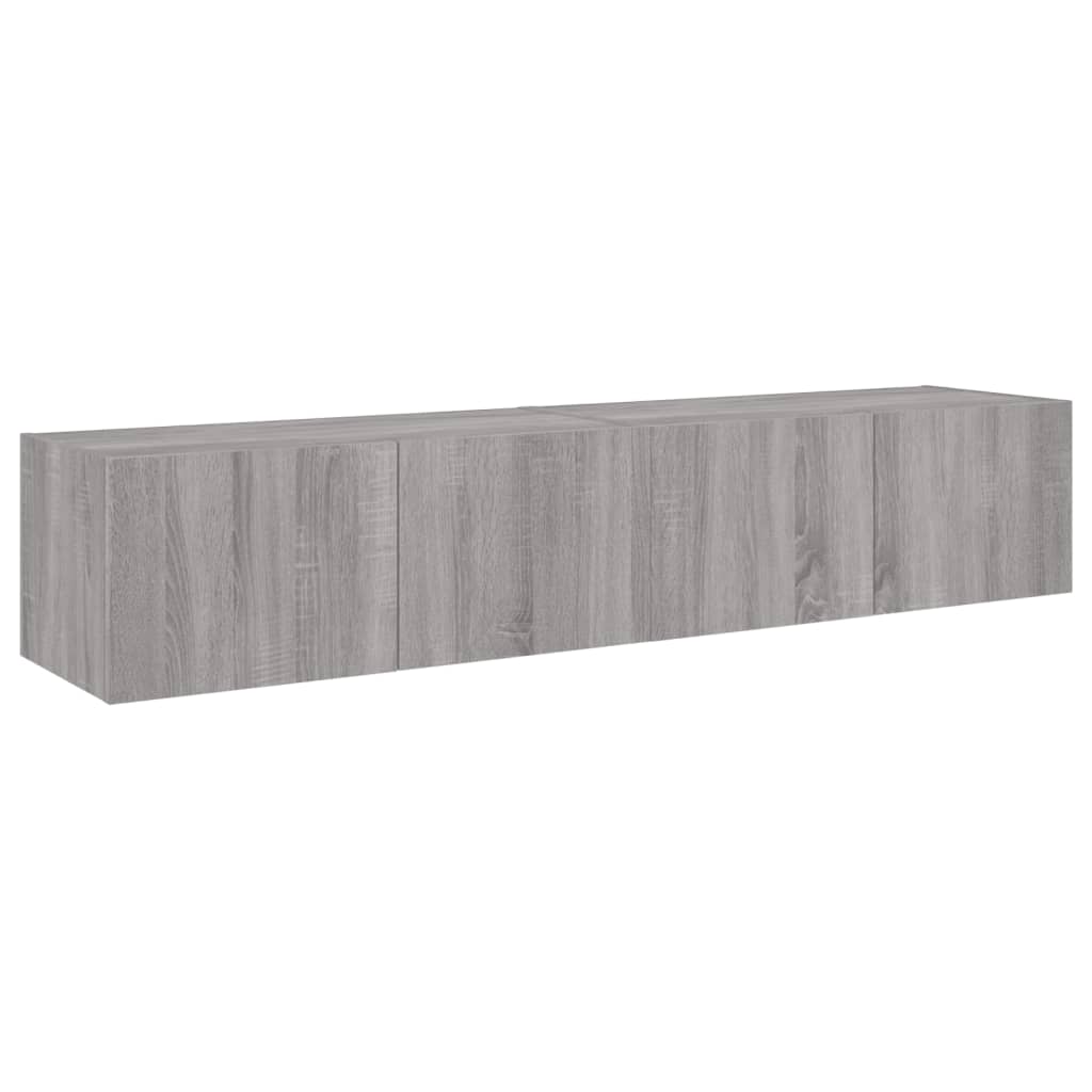 vidaXL Comodă TV de perete cu LED, 2 buc, gri sonoma, 80x35x31 cm vidaXL Comodă TV de perete cu LED, 2 buc, gri sonoma, 80x35x31 cm