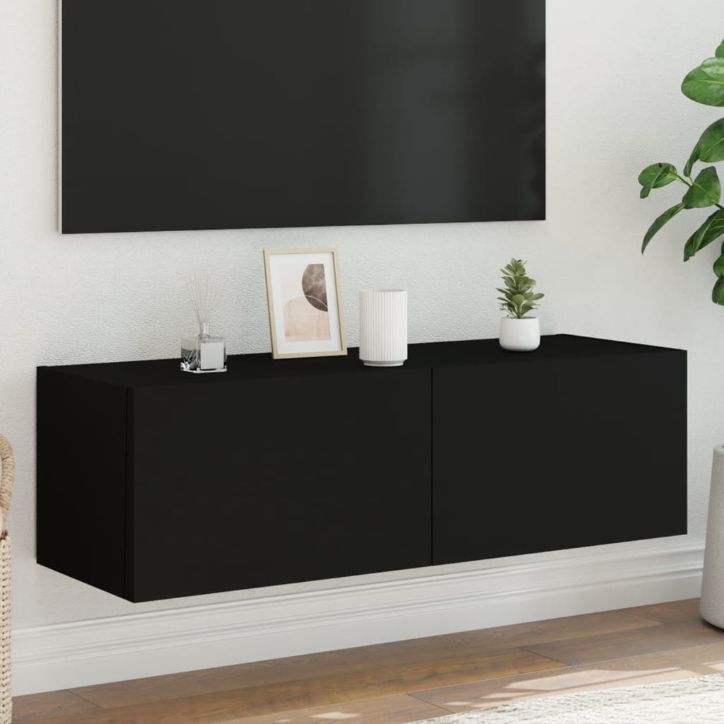 vidaXL Comodă TV de perete cu lumini LED, negru, 100x35x31 cm vidaXL Comodă TV de perete cu lumini LED, negru, 100x35x31 cm