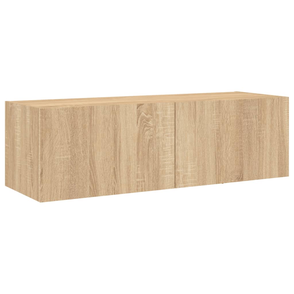 vidaXL Comodă TV de perete cu lumini LED, stejar sonoma, 100x35x31 cm vidaXL Comodă TV de perete cu lumini LED, stejar sonoma, 100x35x31 cm