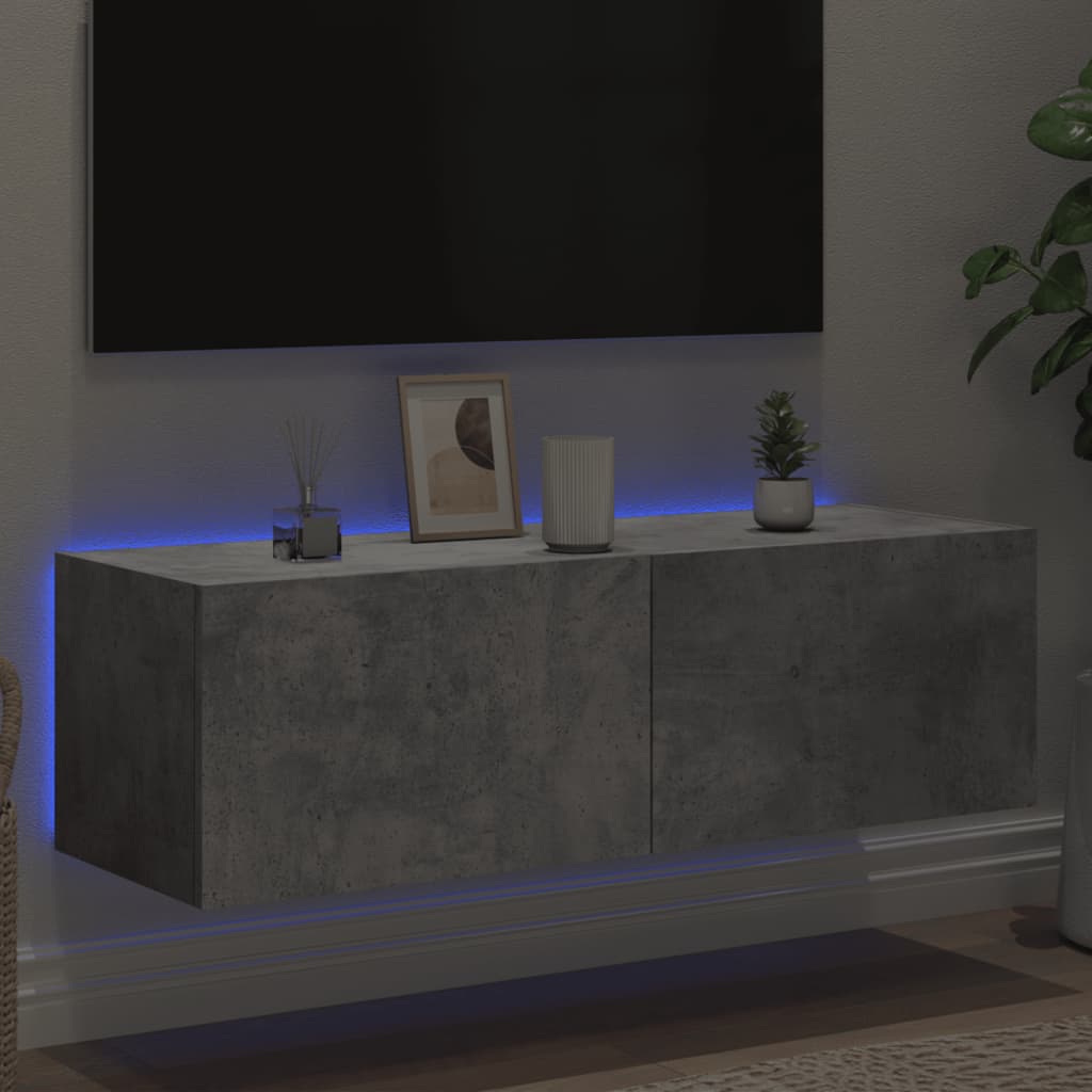 vidaXL Comodă TV de perete cu lumini LED, gri beton, 100x35x31 cm vidaXL Comodă TV de perete cu lumini LED, gri beton, 100x35x31 cm