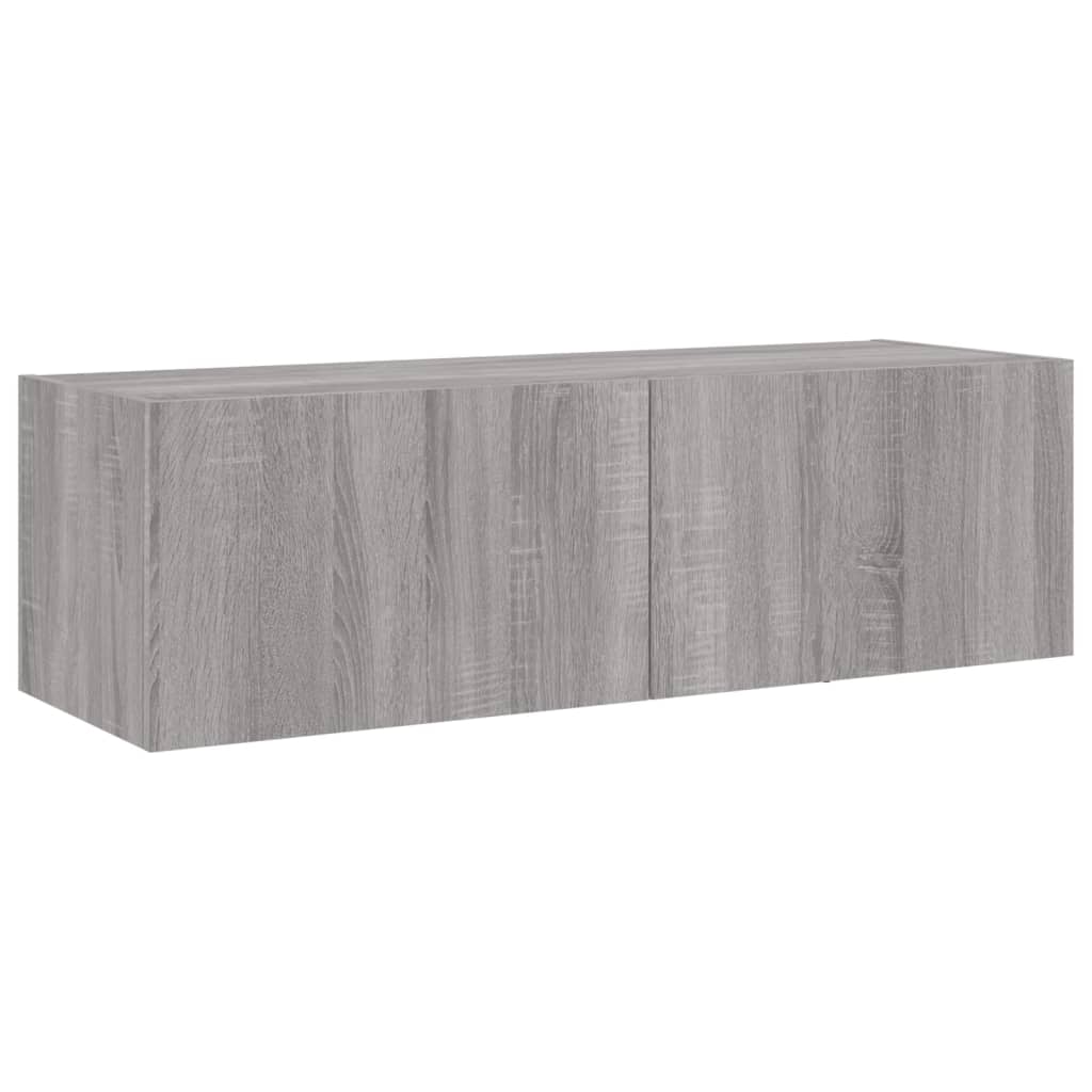 vidaXL Comodă TV de perete cu lumini LED, gri sonoma, 100x35x31 cm vidaXL Comodă TV de perete cu lumini LED, gri sonoma, 100x35x31 cm