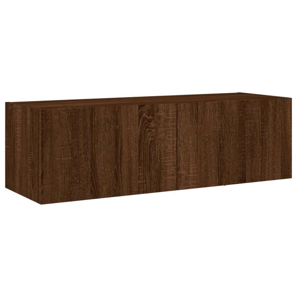 vidaXL Comodă TV de perete cu lumini LED, stejar maro, 100x35x31 cm vidaXL Comodă TV de perete cu lumini LED, stejar maro, 100x35x31 cm