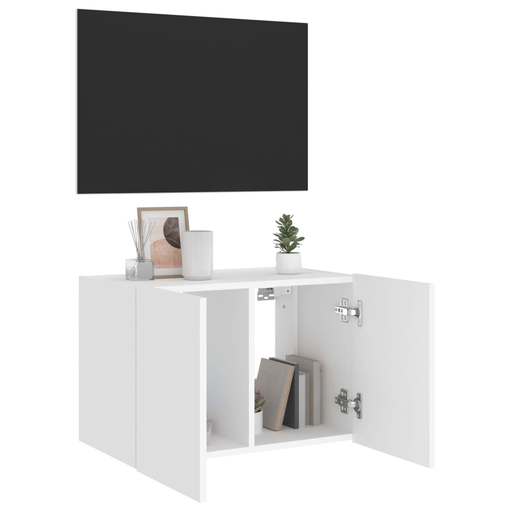 vidaXL Comodă TV de perete cu lumini LED, alb, 60x35x41 cm vidaXL Comodă TV de perete cu lumini LED, alb, 60x35x41 cm