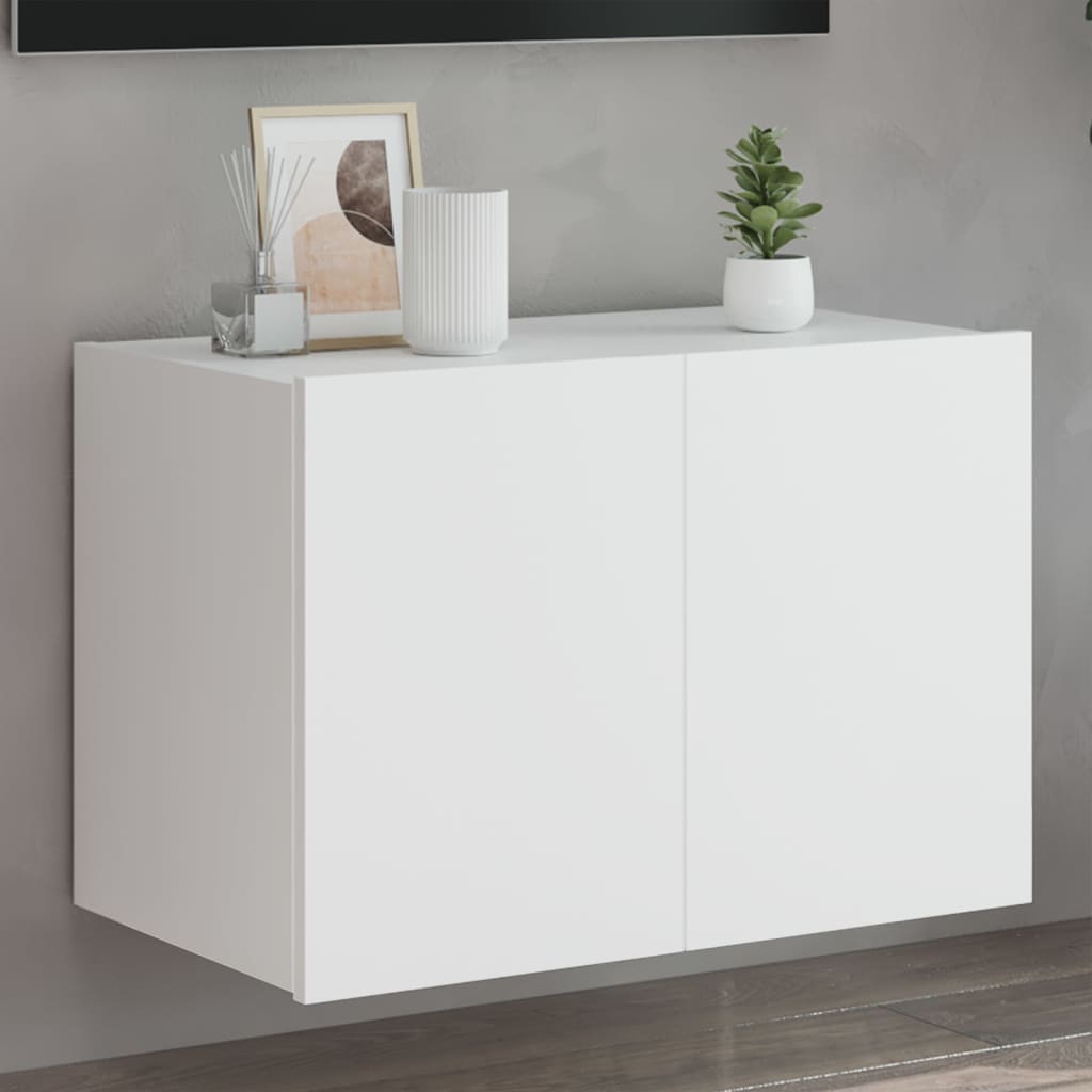 vidaXL Comodă TV de perete cu lumini LED, alb, 60x35x41 cm vidaXL Comodă TV de perete cu lumini LED, alb, 60x35x41 cm