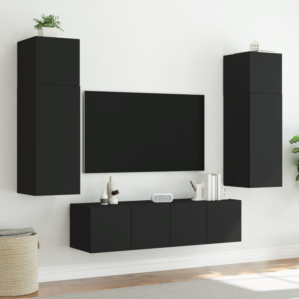 vidaXL Comodă TV de perete cu lumini LED, negru, 60x35x41 cm vidaXL Comodă TV de perete cu lumini LED, negru, 60x35x41 cm