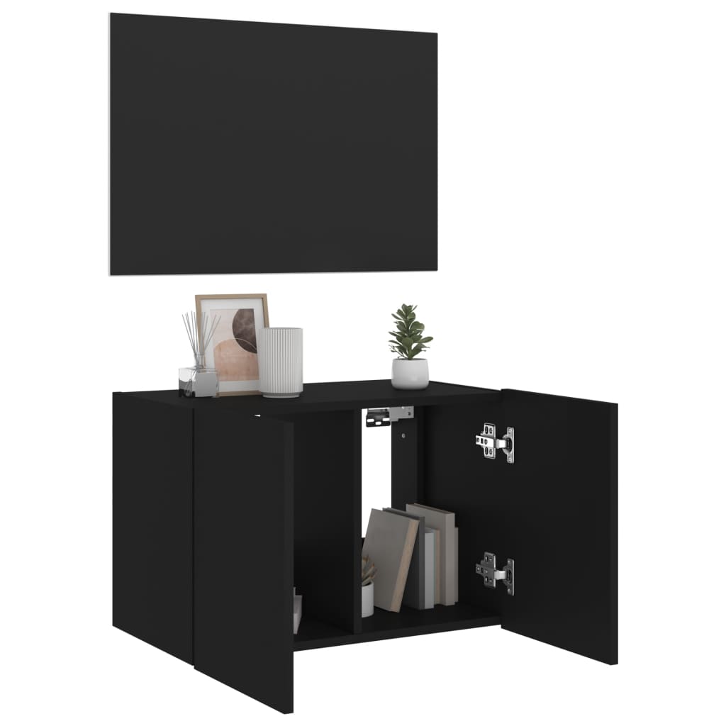 vidaXL Comodă TV de perete cu lumini LED, negru, 60x35x41 cm vidaXL Comodă TV de perete cu lumini LED, negru, 60x35x41 cm