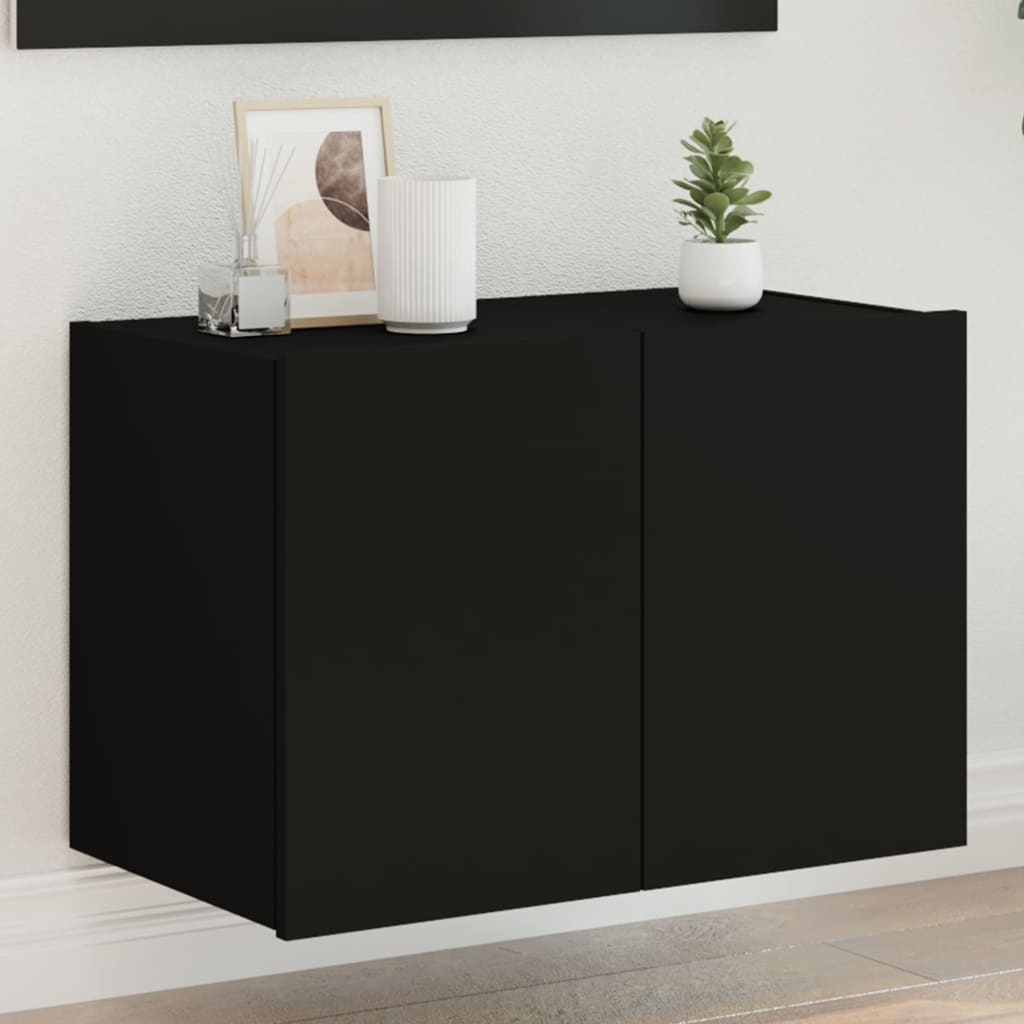 vidaXL Comodă TV de perete cu lumini LED, negru, 60x35x41 cm vidaXL Comodă TV de perete cu lumini LED, negru, 60x35x41 cm
