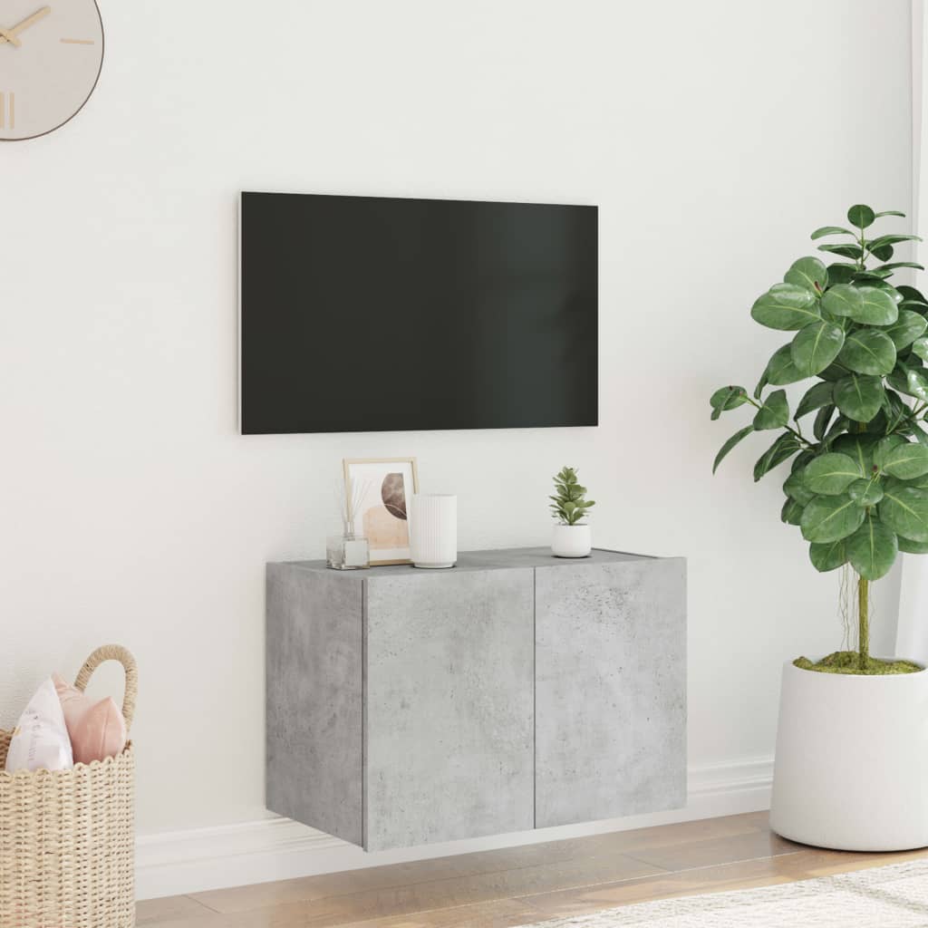vidaXL Comodă TV de perete cu lumini LED, gri beton, 60x35x41 cm vidaXL Comodă TV de perete cu lumini LED, gri beton, 60x35x41 cm