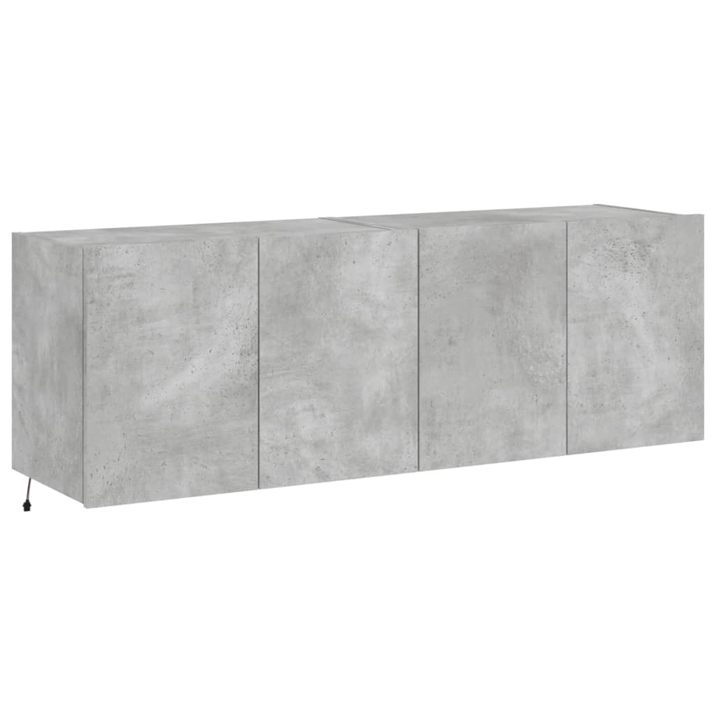vidaXL Comode TV de perete cu lumini LED 2 buc. gri beton 60x35x41 cm