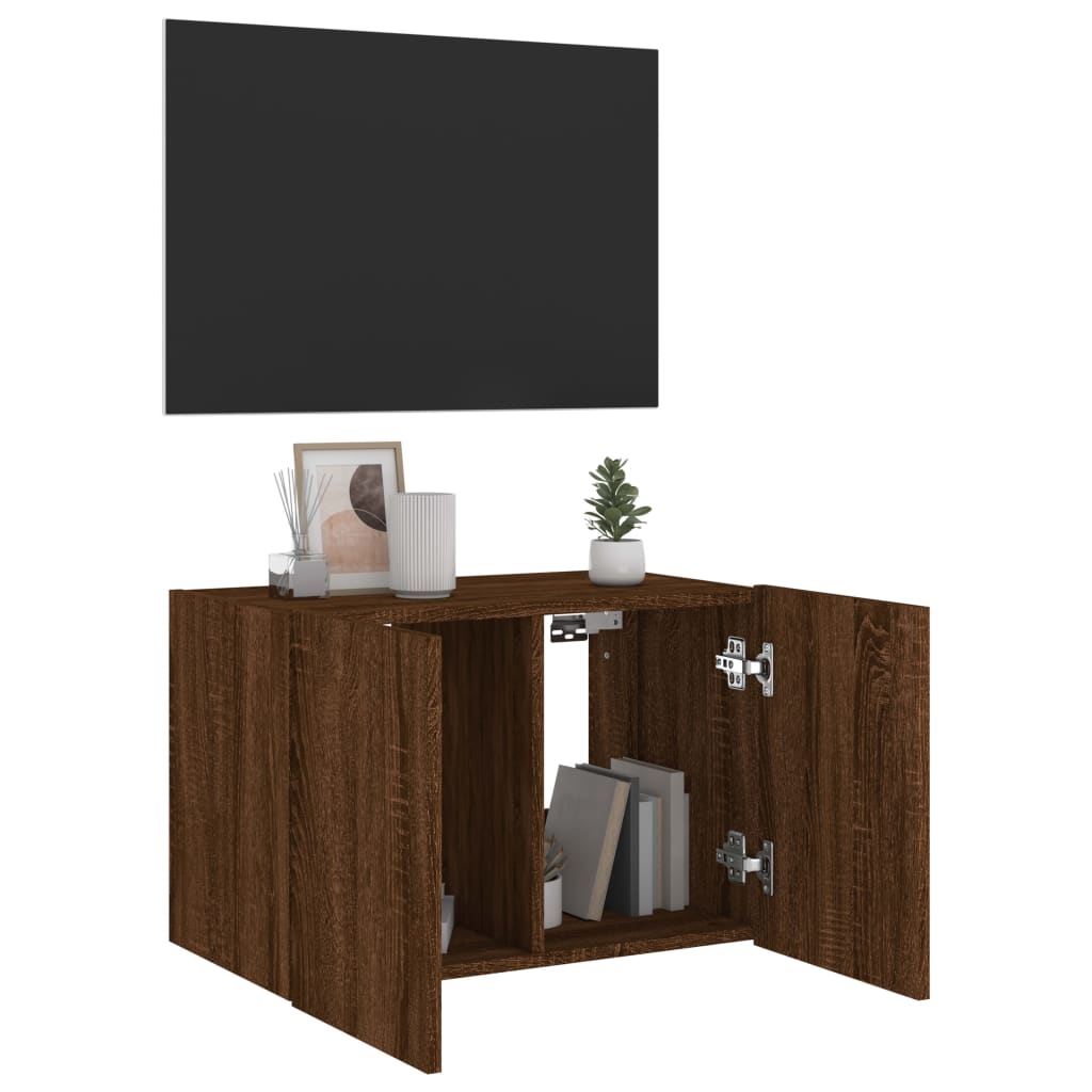 vidaXL Comodă TV de perete cu lumini LED, stejar maro, 60x35x41 cm vidaXL Comodă TV de perete cu lumini LED, stejar maro, 60x35x41 cm