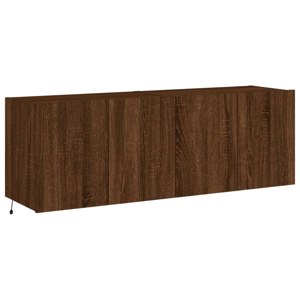vidaXL Comodă TV de perete cu LED, 2 buc. stejar maro, 60x35x41 cm vidaXL Comodă TV de perete cu LED, 2 buc. stejar maro, 60x35x41 cm