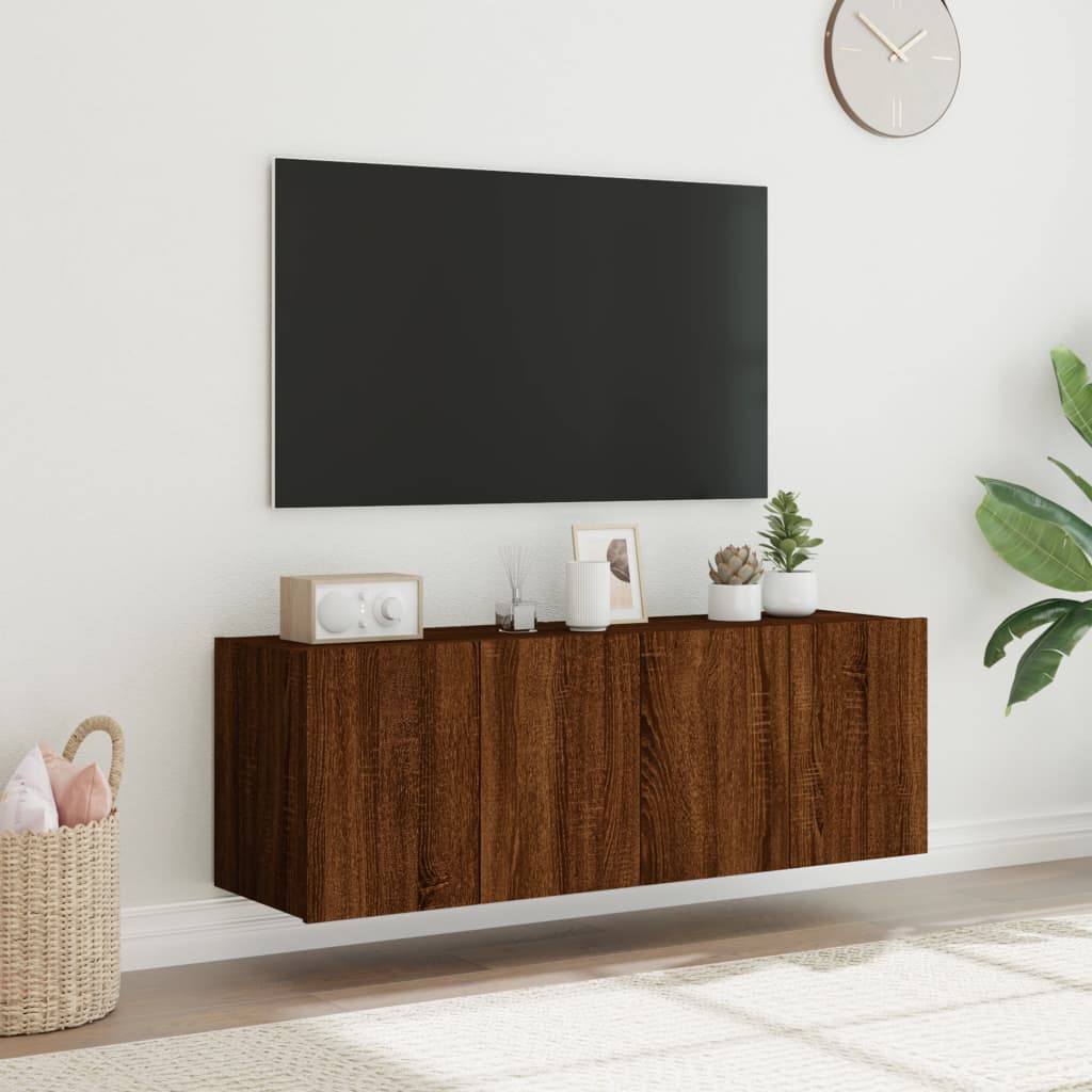 vidaXL Comodă TV de perete cu LED, 2 buc. stejar maro, 60x35x41 cm vidaXL Comodă TV de perete cu LED, 2 buc. stejar maro, 60x35x41 cm