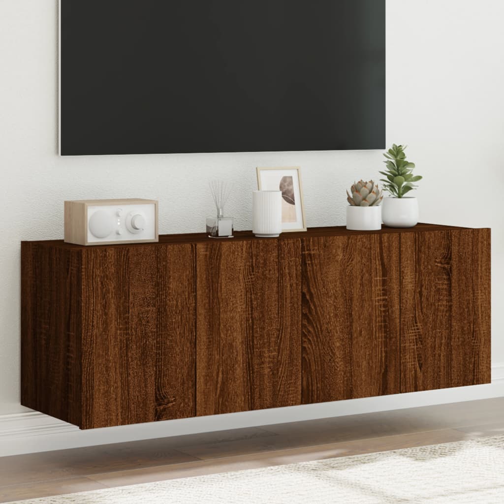 vidaXL Comodă TV de perete cu LED, 2 buc. stejar maro, 60x35x41 cm vidaXL Comodă TV de perete cu LED, 2 buc. stejar maro, 60x35x41 cm