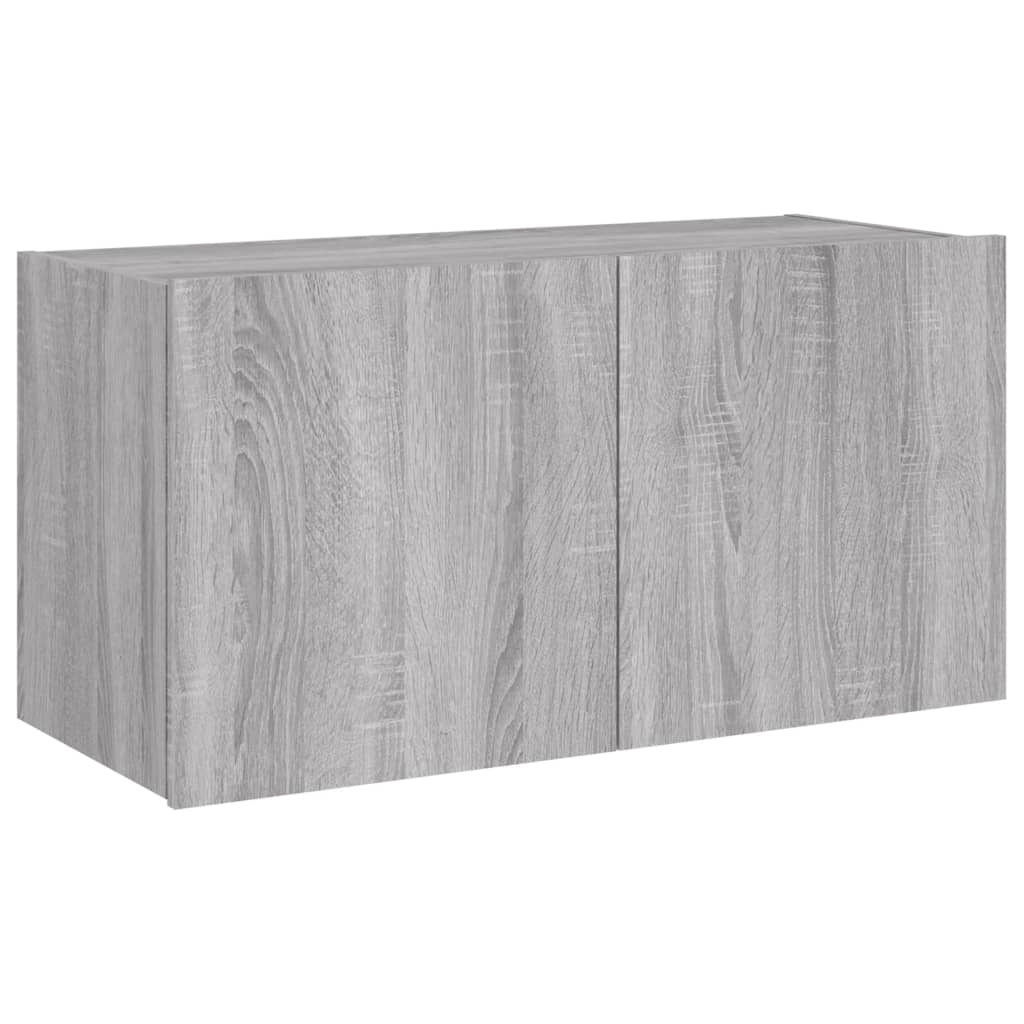 vidaXL Comodă TV de perete cu lumini LED, gri sonoma, 80x35x41 cm vidaXL Comodă TV de perete cu lumini LED, gri sonoma, 80x35x41 cm