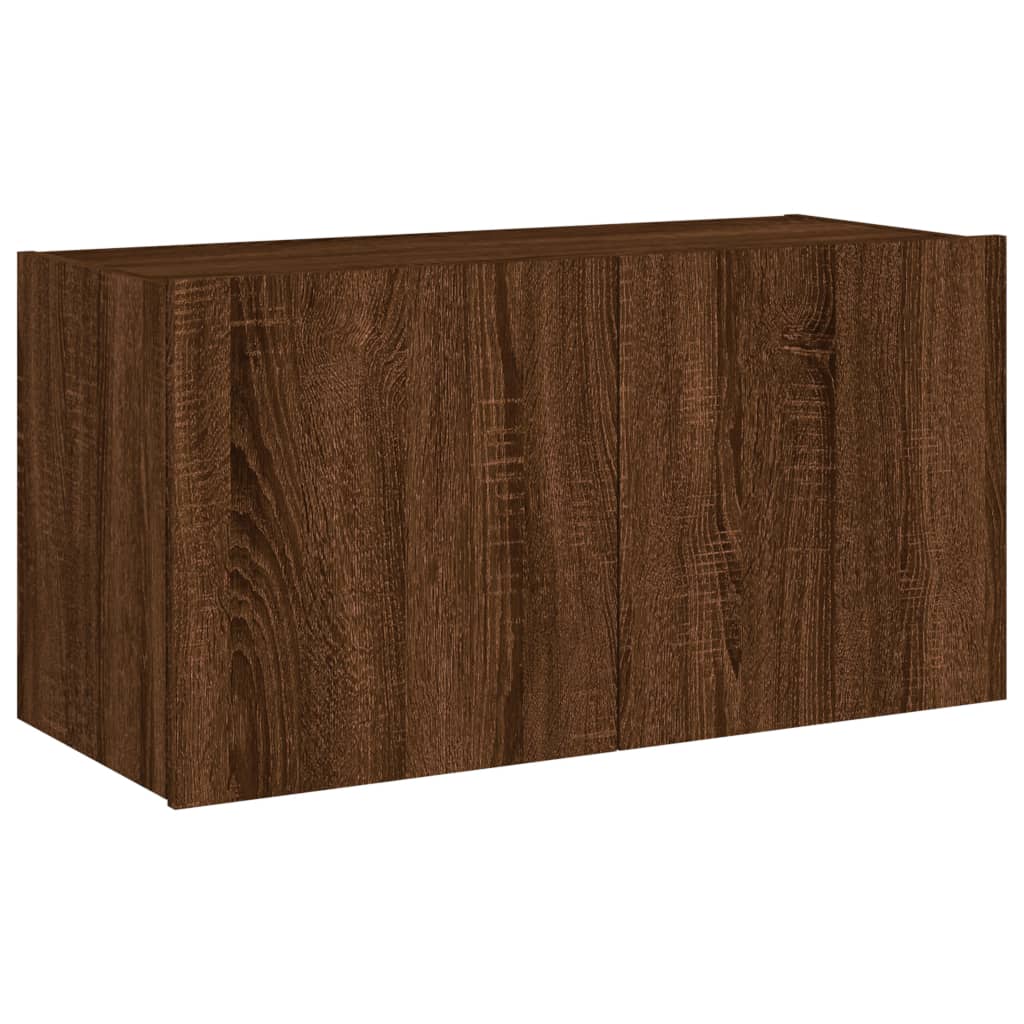 vidaXL Comodă TV de perete cu lumini LED, stejar maro, 80x35x41 cm vidaXL Comodă TV de perete cu lumini LED, stejar maro, 80x35x41 cm