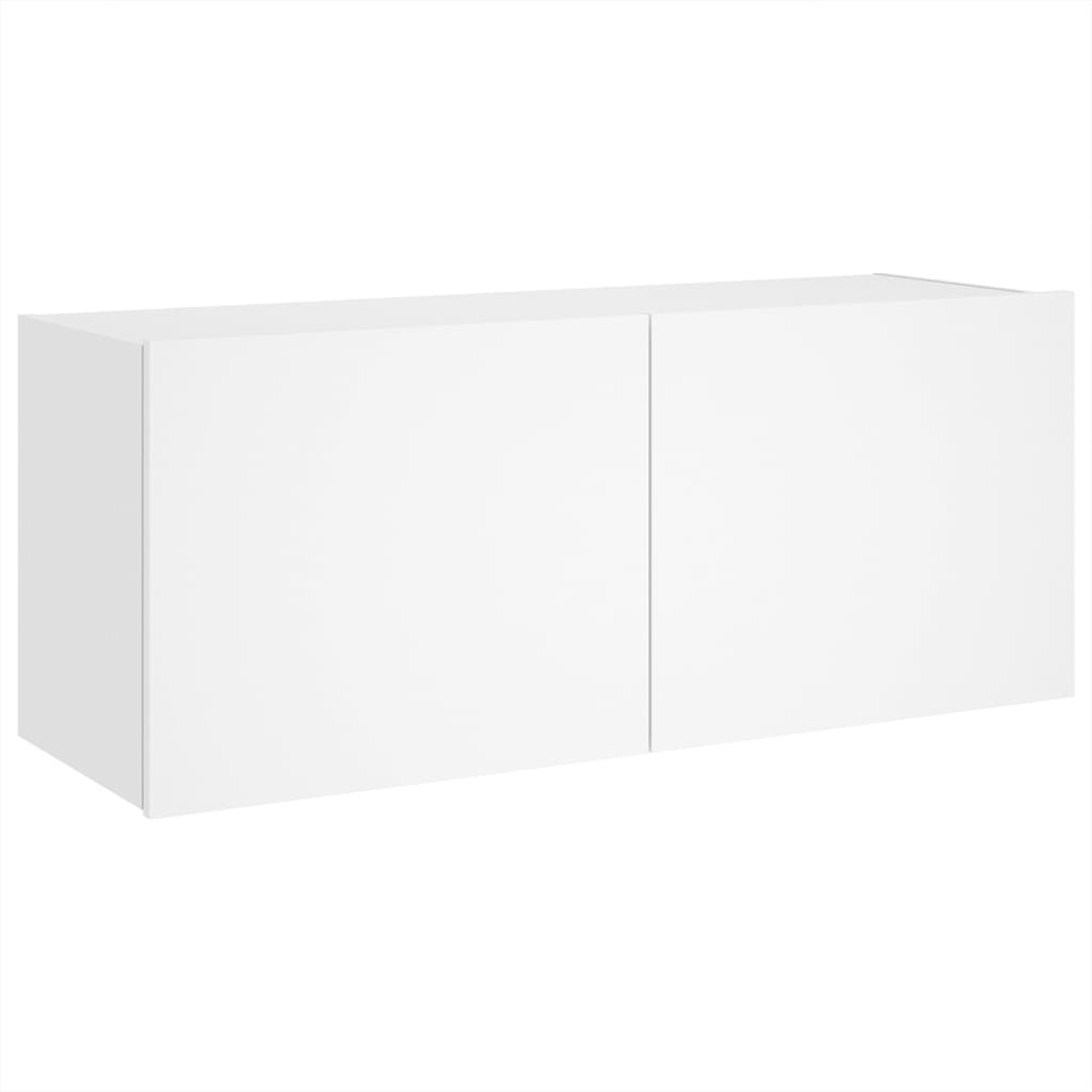 vidaXL Comodă TV de perete cu lumini LED, alb, 100x35x41 cm vidaXL Comodă TV de perete cu lumini LED, alb, 100x35x41 cm