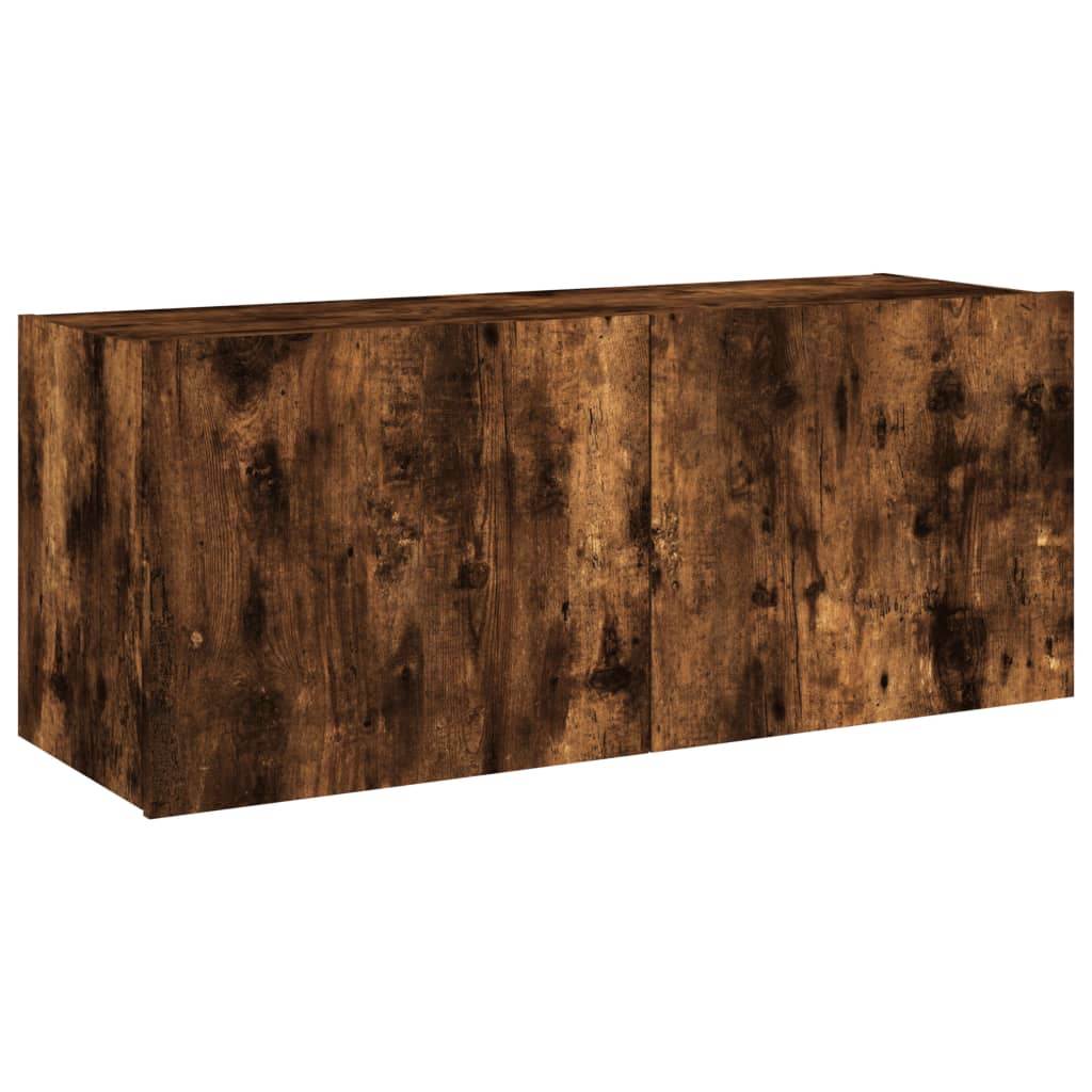 vidaXL Comodă TV de perete cu lumini LED, stejar fumuriu, 100x35x41 cm vidaXL Comodă TV de perete cu lumini LED, stejar fumuriu, 100x35x41 cm