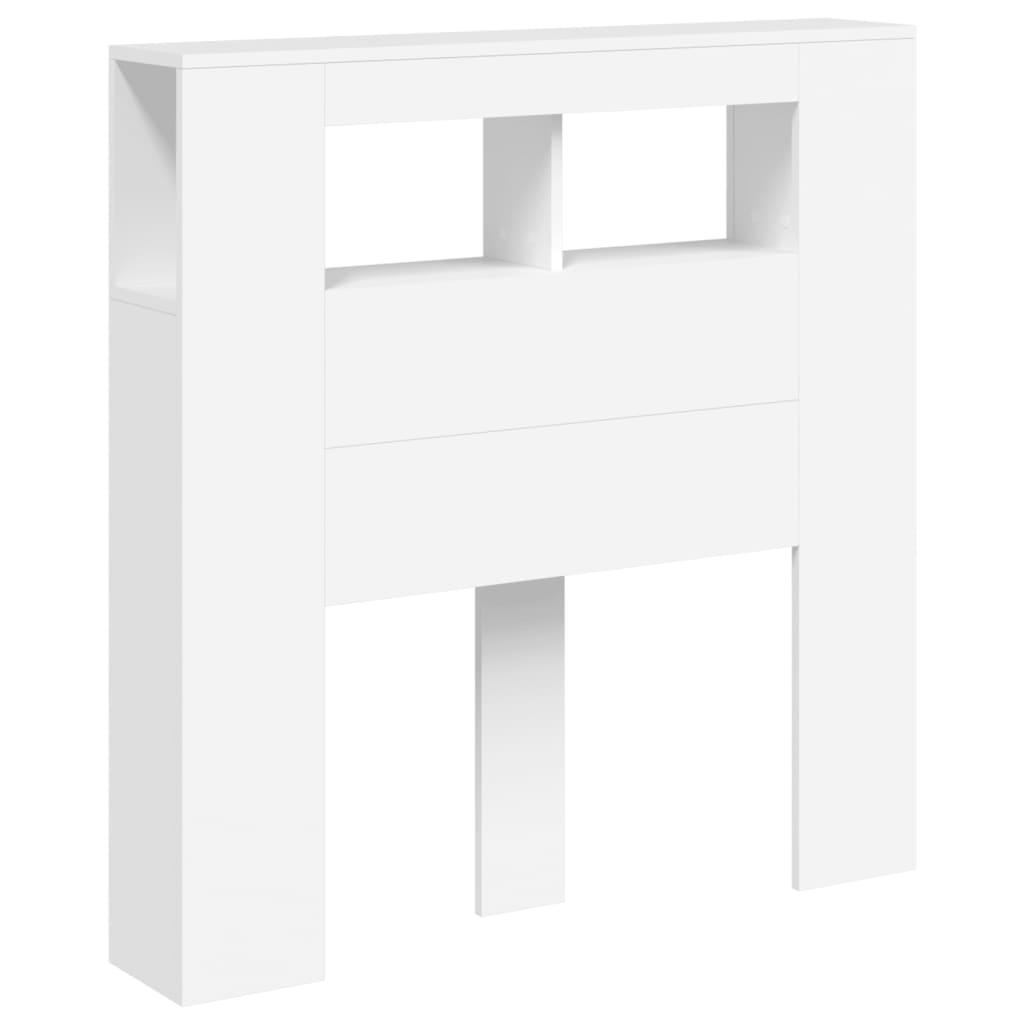 vidaXL Tăblie de pat cu LED, alb, 100x18,5x103,5 cm, lemn