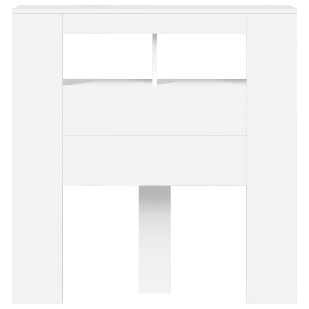 vidaXL Tăblie de pat cu LED, alb, 100x18,5x103,5 cm, lemn