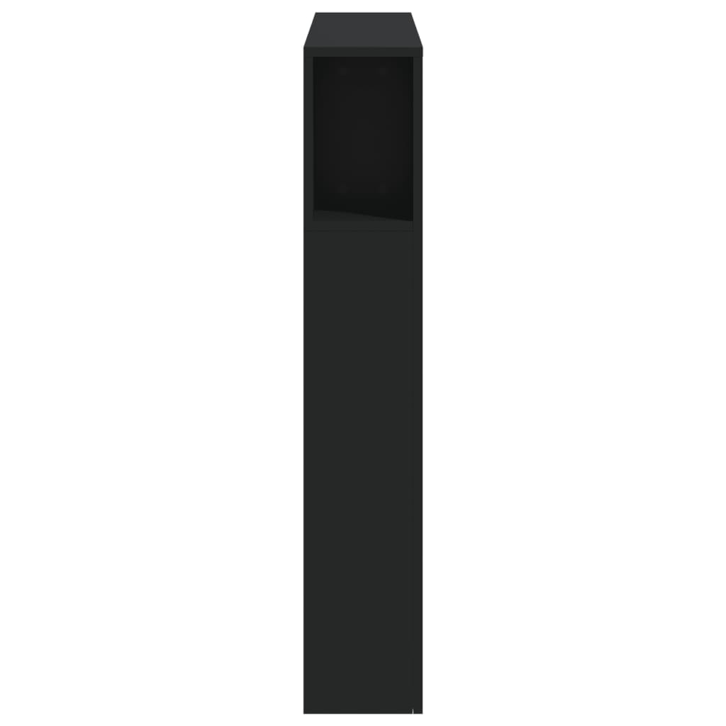 vidaXL Tăblie de pat cu LED, negru, 100x18,5x103,5 cm, lemn