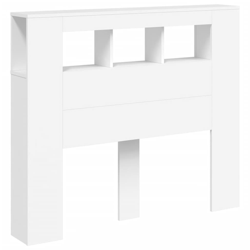 vidaXL Tăblie de pat cu LED, alb, 120x18,5x103,5 cm, lemn