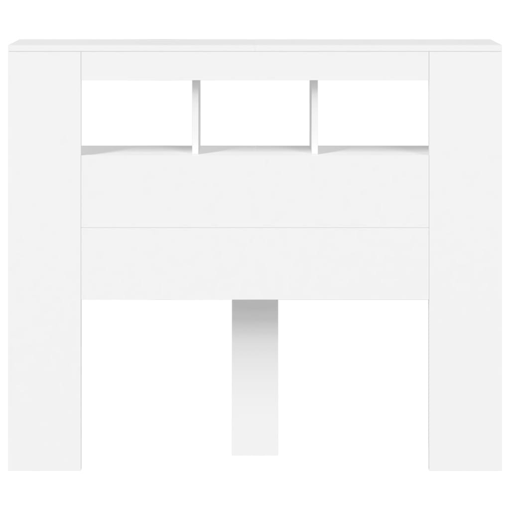 vidaXL Tăblie de pat cu LED, alb, 120x18,5x103,5 cm, lemn