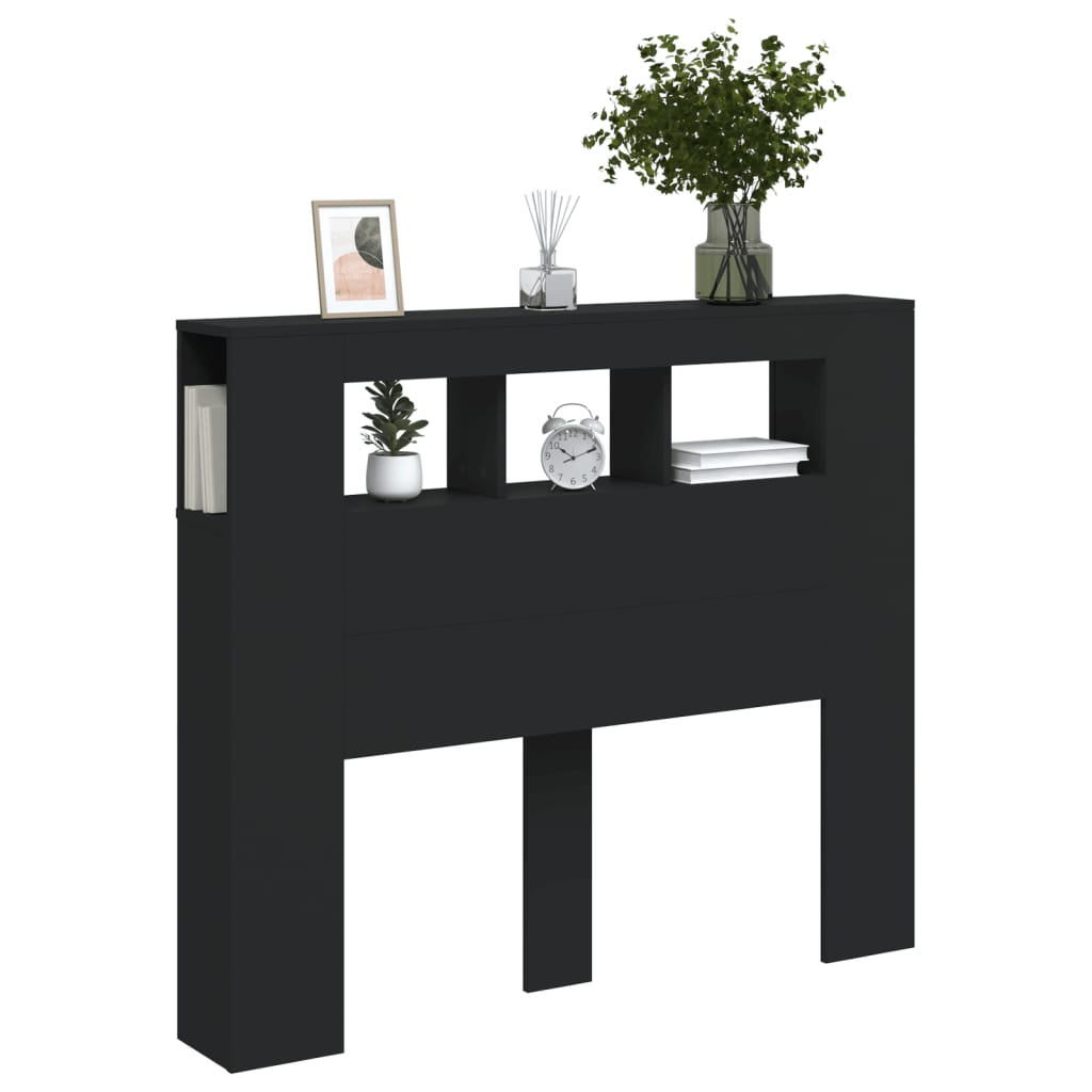 vidaXL Tăblie de pat cu LED, negru, 120x18,5x103,5 cm, lemn vidaXL Tăblie de pat cu LED, negru, 120x18,5x103,5 cm, lemn