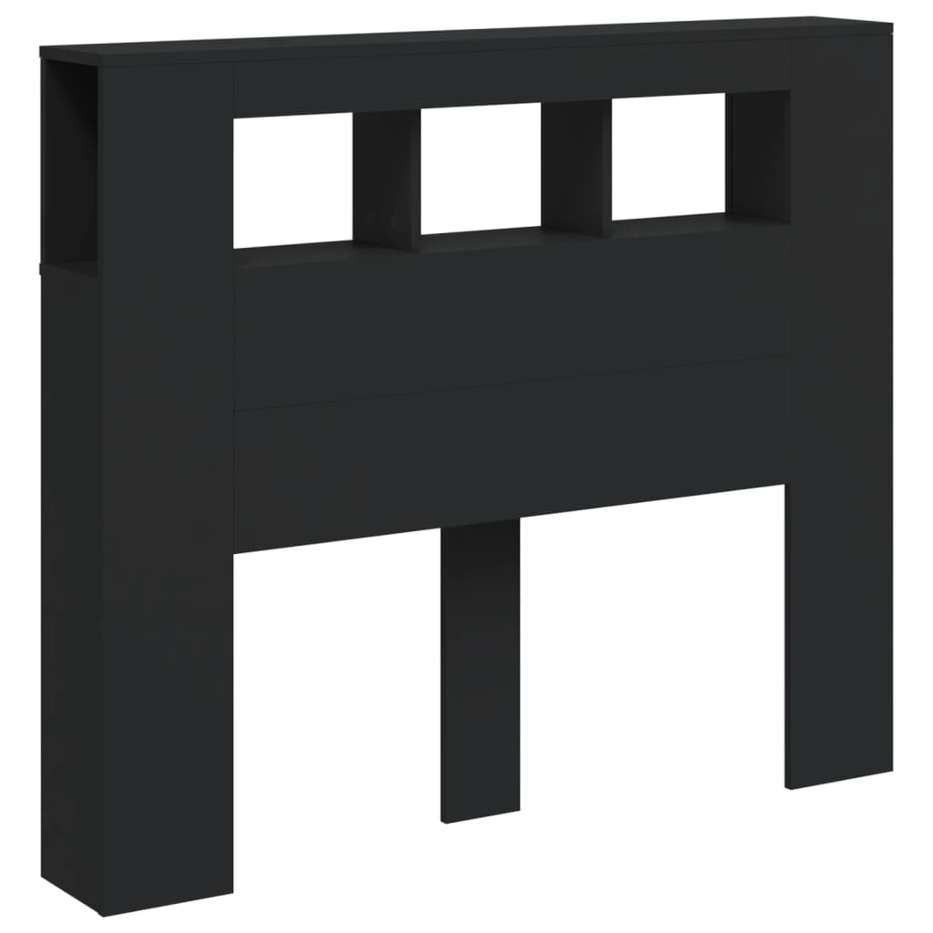 vidaXL Tăblie de pat cu LED, negru, 120x18,5x103,5 cm, lemn vidaXL Tăblie de pat cu LED, negru, 120x18,5x103,5 cm, lemn