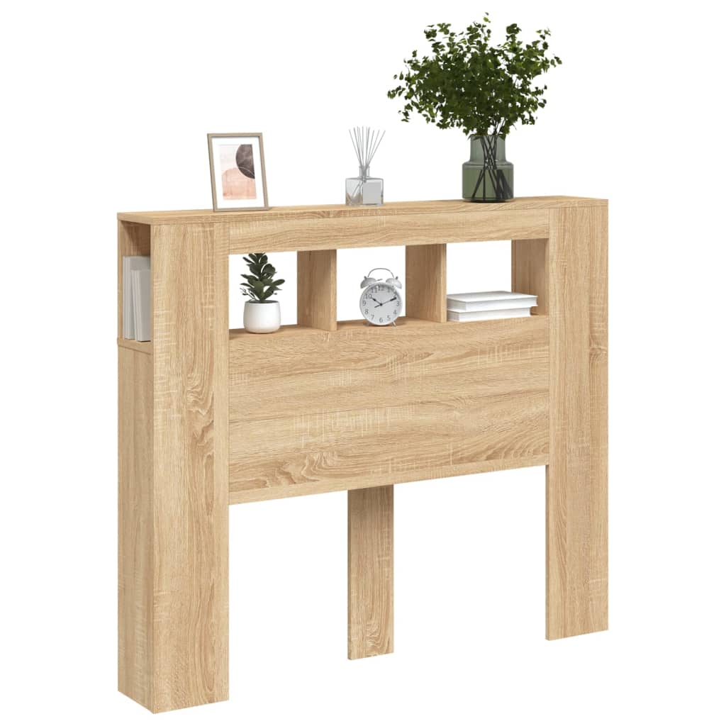 vidaXL Tăblie de pat cu LED, stejar sonoma, 120x18,5x103,5 cm, lemn