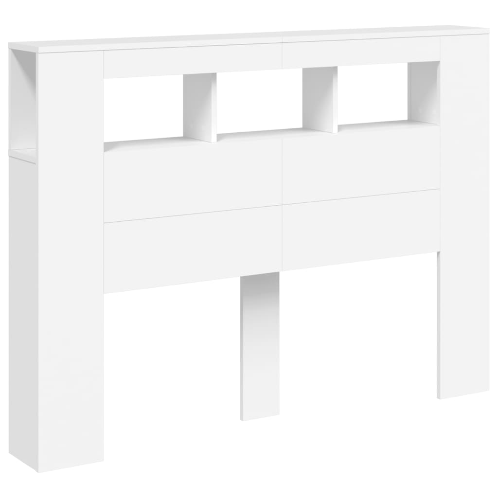 vidaXL Tăblie de pat cu LED, alb, 140x18,5x103,5 cm, lemn vidaXL Tăblie de pat cu LED, alb, 140x18,5x103,5 cm, lemn