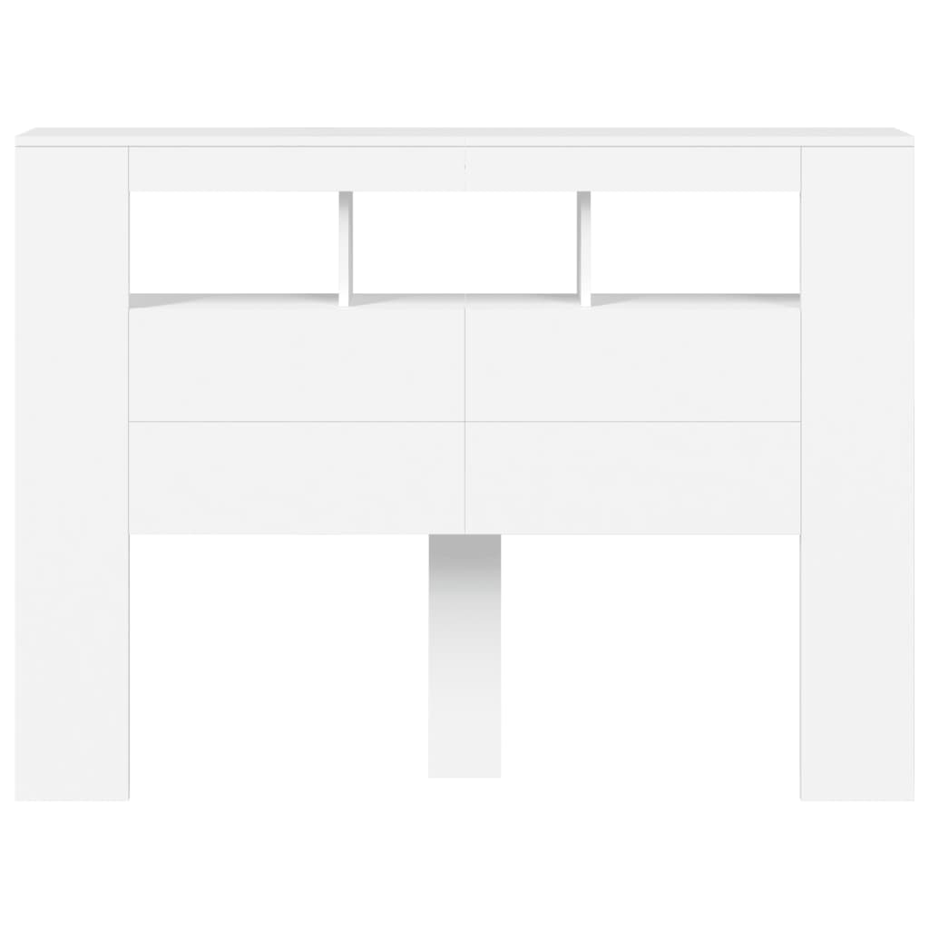 vidaXL Tăblie de pat cu LED, alb, 140x18,5x103,5 cm, lemn vidaXL Tăblie de pat cu LED, alb, 140x18,5x103,5 cm, lemn