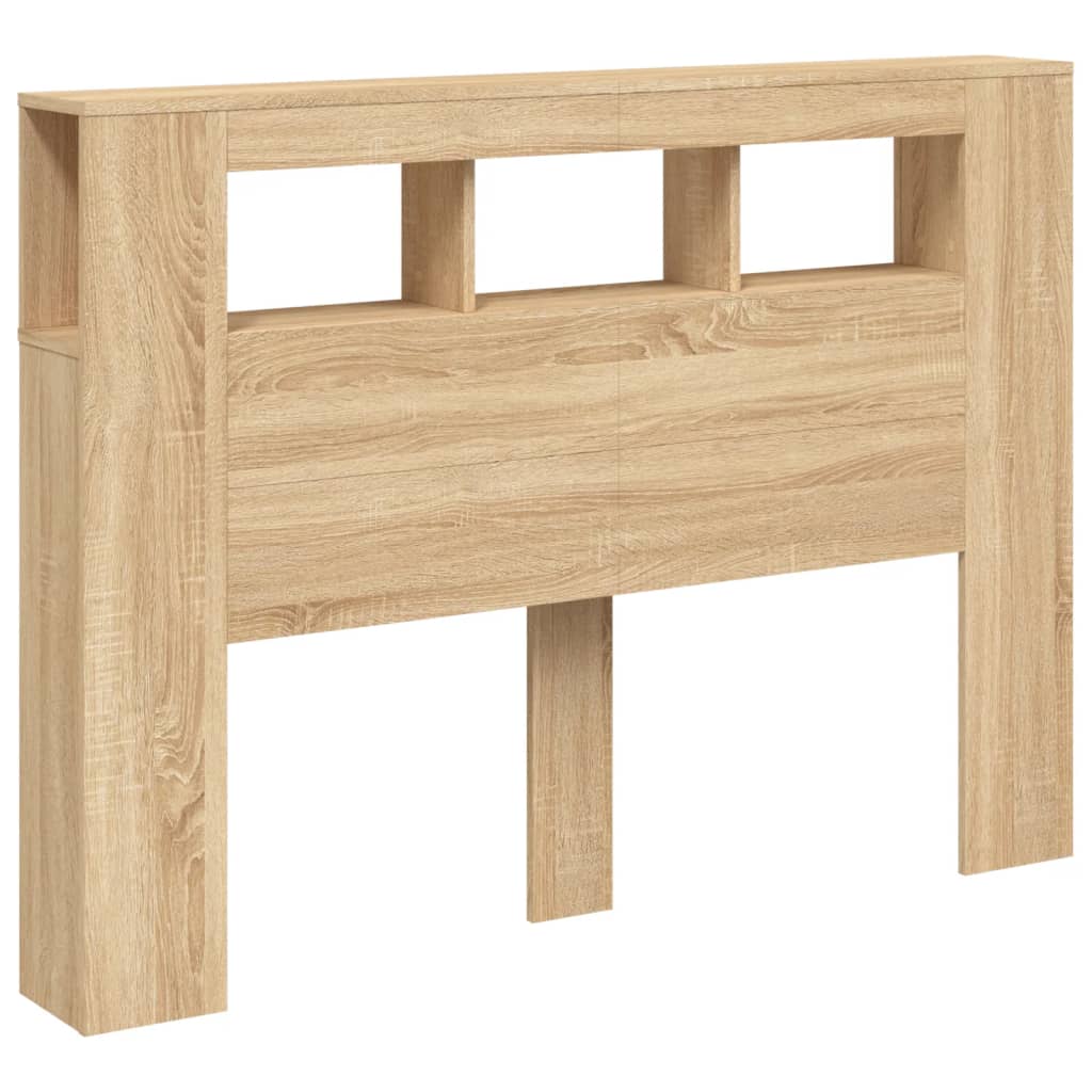 vidaXL Tăblie de pat cu LED, stejar sonoma, 140x18,5x103,5 cm, lemn