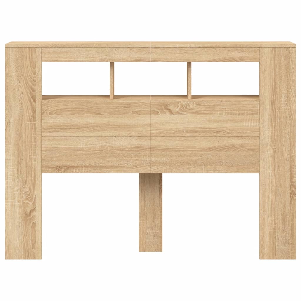 vidaXL Tăblie de pat cu LED, stejar sonoma, 140x18,5x103,5 cm, lemn
